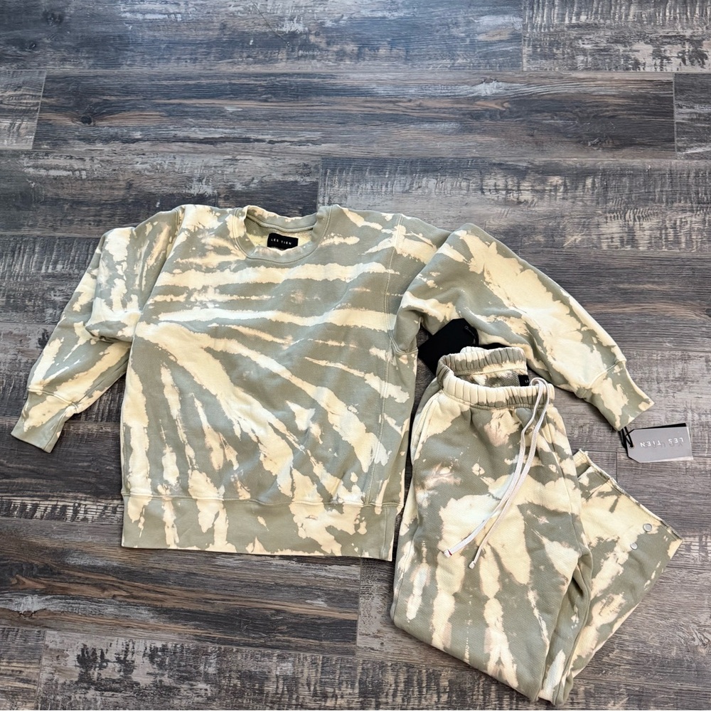 Nwt Les Tien Tie Dye Crew Sweat Set